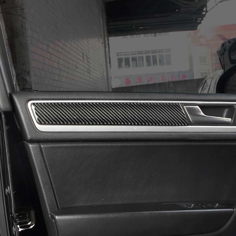 4 PCS Car Carbon Fiber Door Panel Decorative Sticker for Volkswagen Touareg 2011-2018