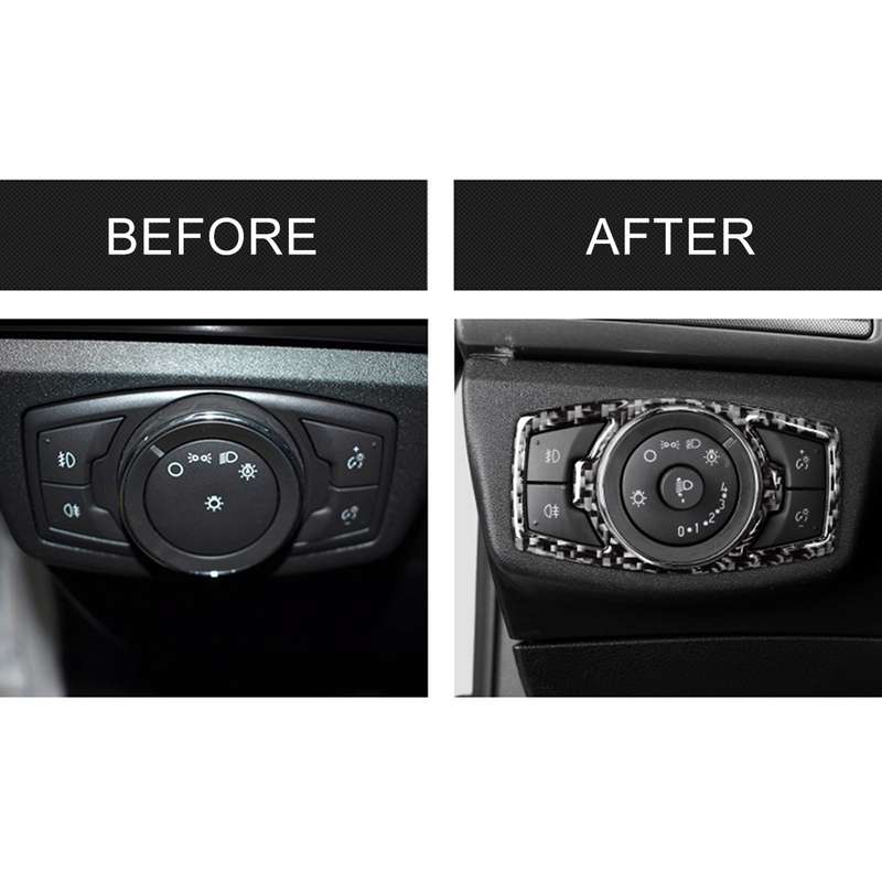 Car Carbon Fiber Headlight Adjustment Frame Decorative Sticker for Ford New Mondeo 2013-2019
