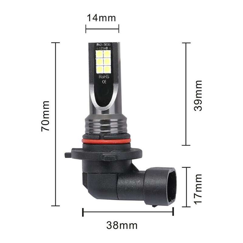 2 PCS 9006 DC12V-24V / 12W / 3000K / 800LM 12LEDs SMD-3030 Car LED Fog Light (Yellow Light)