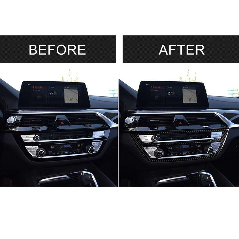 Car Carbon Fiber CD Panel Decorative Sticker for BMW 5 Series G38 528Li / 530Li / 540Li 2018
