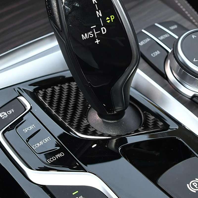 Car Carbon Fiber Gear Lever Lower Panel Decorative Sticker for BMW 5 Series G38 528Li / 530Li / 540L