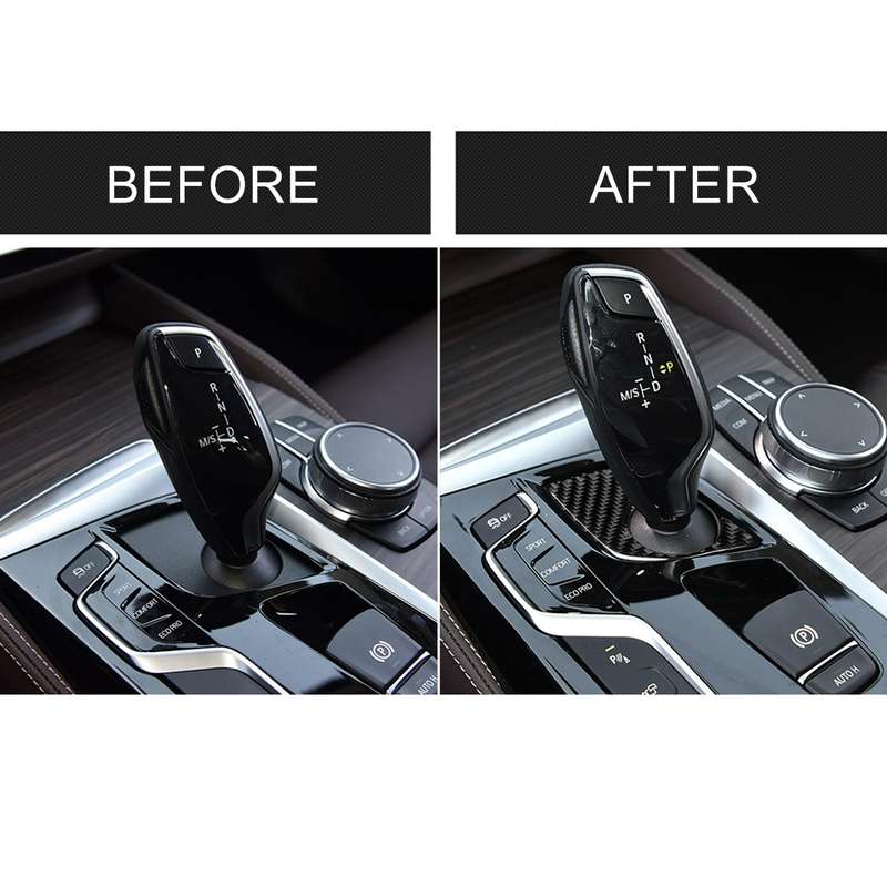 Car Carbon Fiber Gear Lever Lower Panel Decorative Sticker for BMW 5 Series G38 528Li / 530Li / 540L
