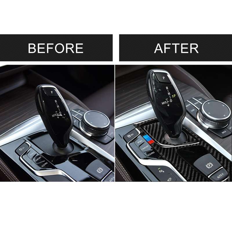 2 in 1 Car Tricolor Carbon Fiber Gear Position Panel Decorative Sticker for BMW 5 Series G38 528Li /