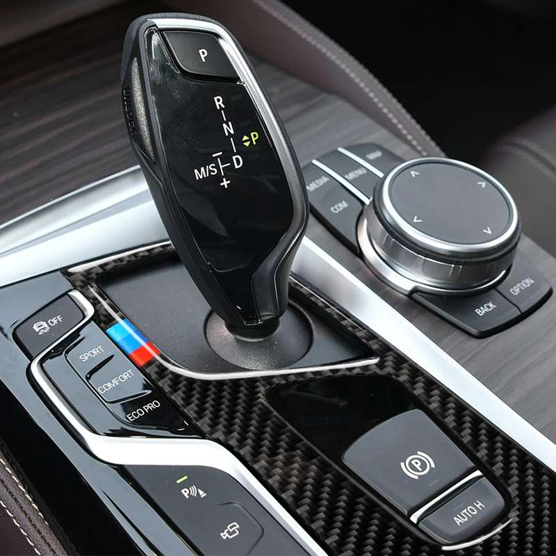 Car Tricolor Carbon Fiber Gear Position Panel Decorative Sticker for BMW 5 Series G38 528Li / 530Li