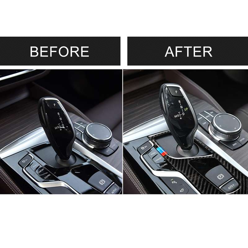 Car Tricolor Carbon Fiber Gear Position Panel Decorative Sticker for BMW 5 Series G38 528Li / 530Li