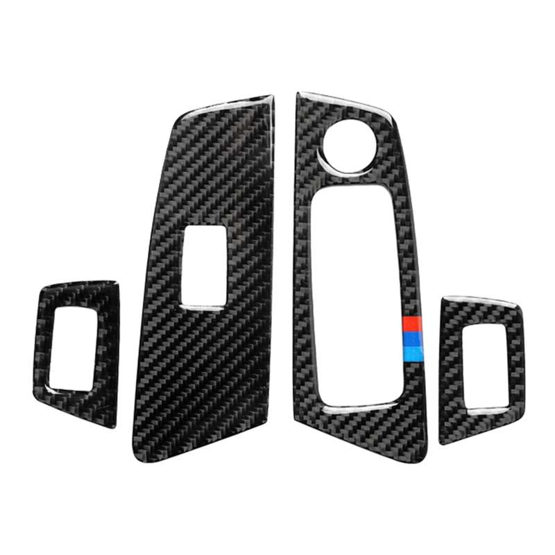 Car Tricolor Carbon Fiber Door Window Lift Panel Decorative Sticker for , Left DriveMW 5 Series G38