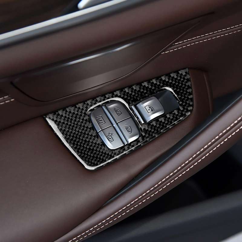 Car Carbon Fiber Door Window Lift Panel Decorative Sticker for BMW 5 Series G38 528Li / 530Li / 540L