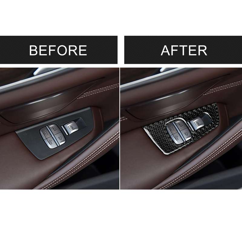 Car Carbon Fiber Door Window Lift Panel Decorative Sticker for BMW 5 Series G38 528Li / 530Li / 540L