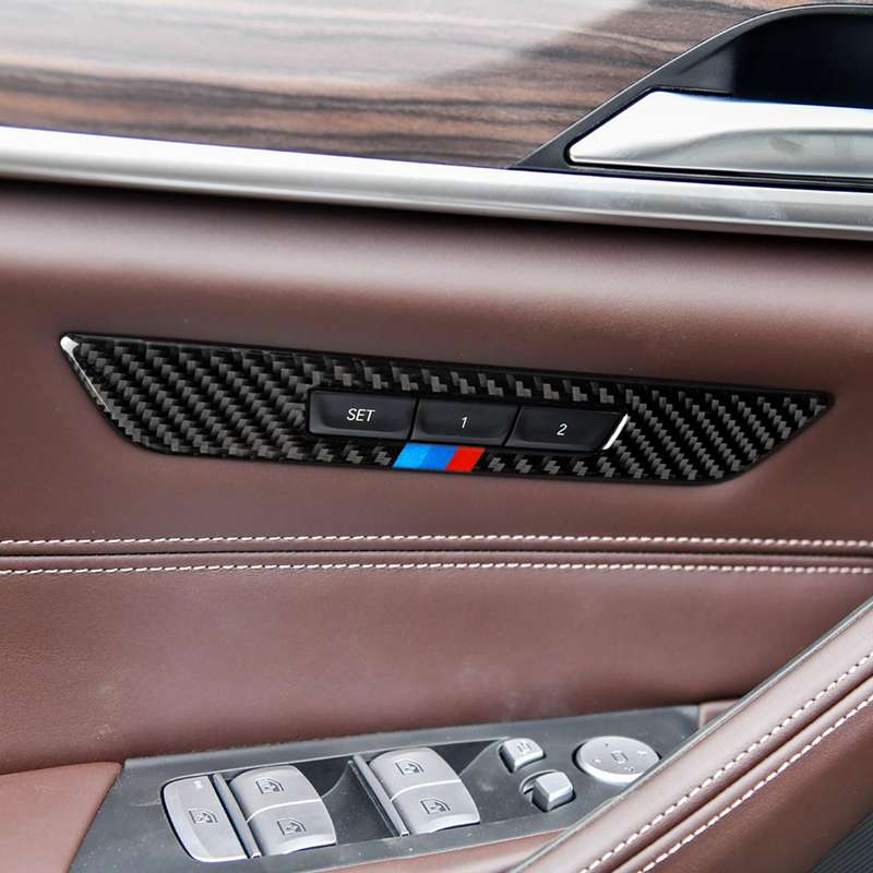 Car Tricolor Carbon Fiber Seat Memory Button Decorative Sticker for BMW 5 Series G38 528Li / 530Li /