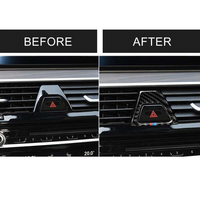 Car Tricolor Carbon Fiber Warning Light Decorative Sticker for BMW 5 Series G38 528Li / 530Li / 540L