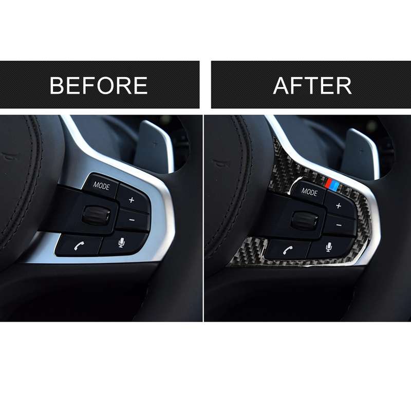 Car Tricolor Carbon Fiber Steering Wheel Button Configuration A Decorative Sticker for BMW 5 Series
