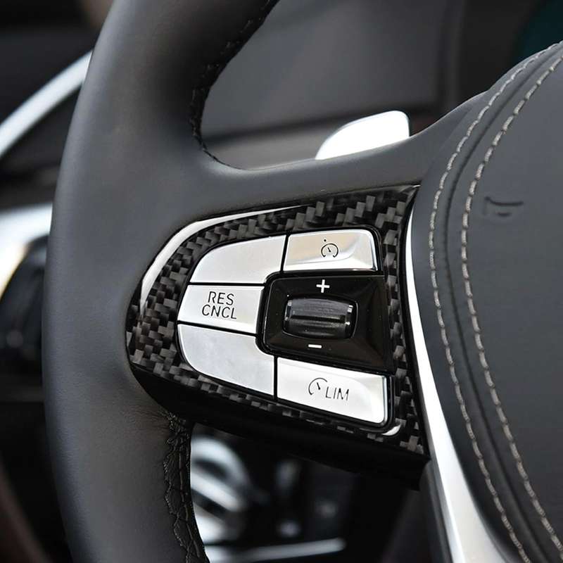 Car Carbon Fiber Steering Wheel Button Configuration B Decorative Sticker for BMW 5 Series G30/G38 X