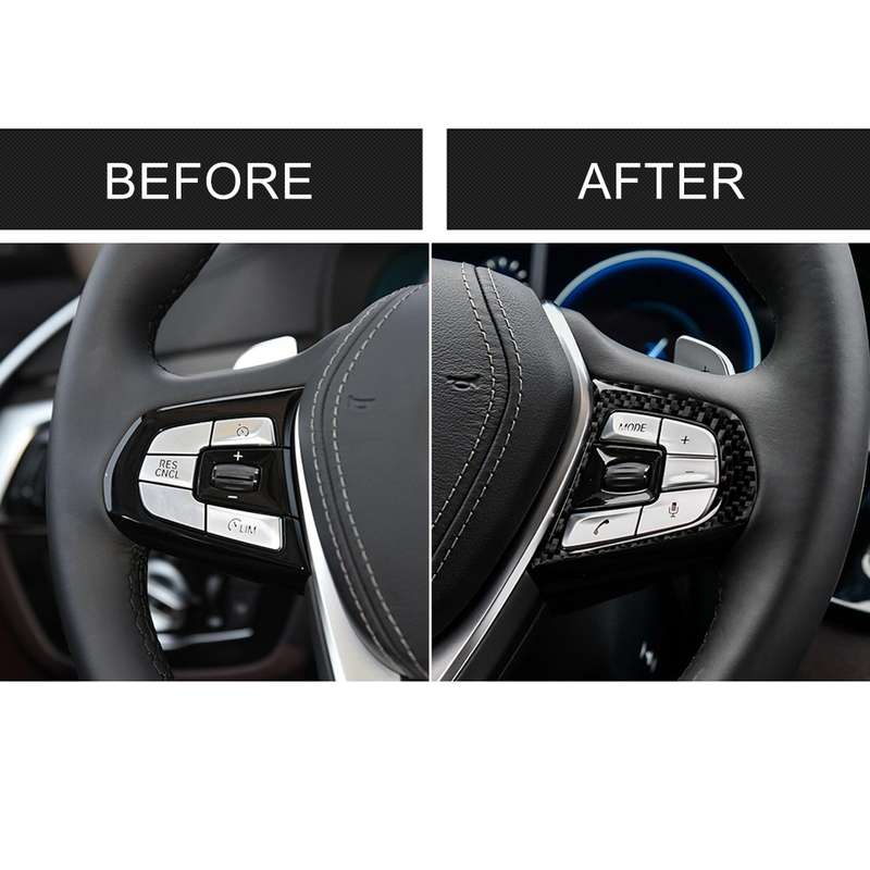 Car Carbon Fiber Steering Wheel Button Configuration B Decorative Sticker for BMW 5 Series G30/G38 X