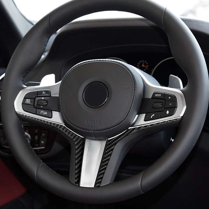 Car Carbon Fiber Steering Wheel Lower Panel Decorative Sticker for BMW G30(2018-2020) / G01(2018-202