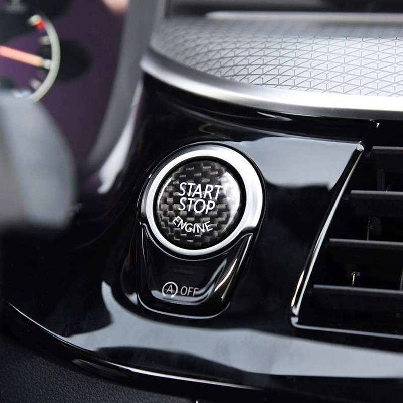 Car Engine Start Key Push Button Cover Trim Carbon Fiber Sticker Decoration for BMW F / G Chassis (R