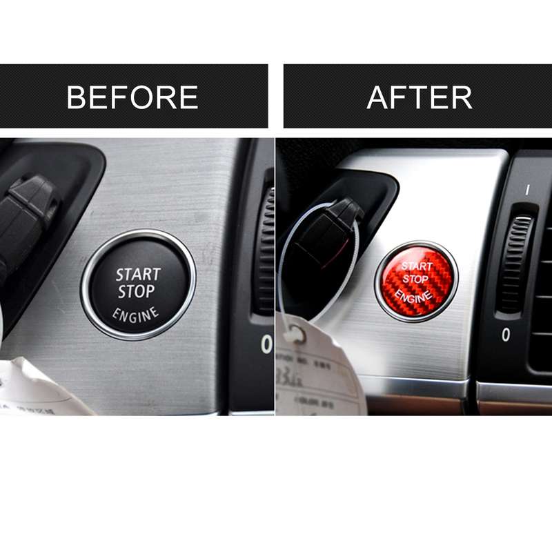 Car Engine Start Key Push Button Cover Trim Carbon Fiber Sticker Decoration for BMW F / G Chassis (R