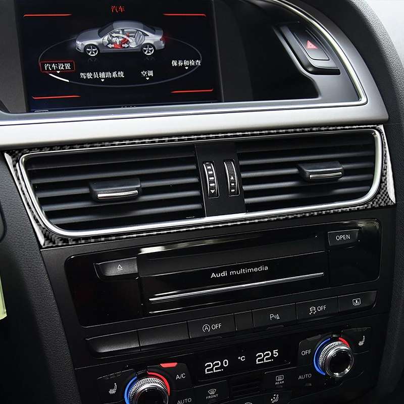 Car Carbon Fiber Air Conditioning Air Outlet Frame Decorative Sticker for Audi A4 B8 2009-2016 / A5