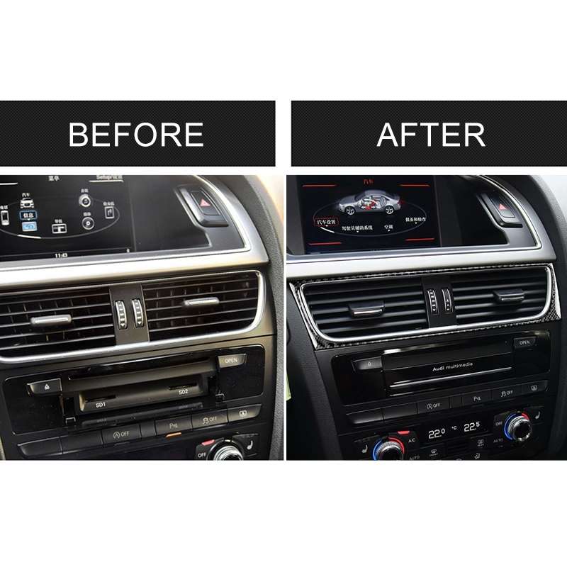 Car Carbon Fiber Air Conditioning Air Outlet Frame Decorative Sticker for Audi A4 B8 2009-2016 / A5
