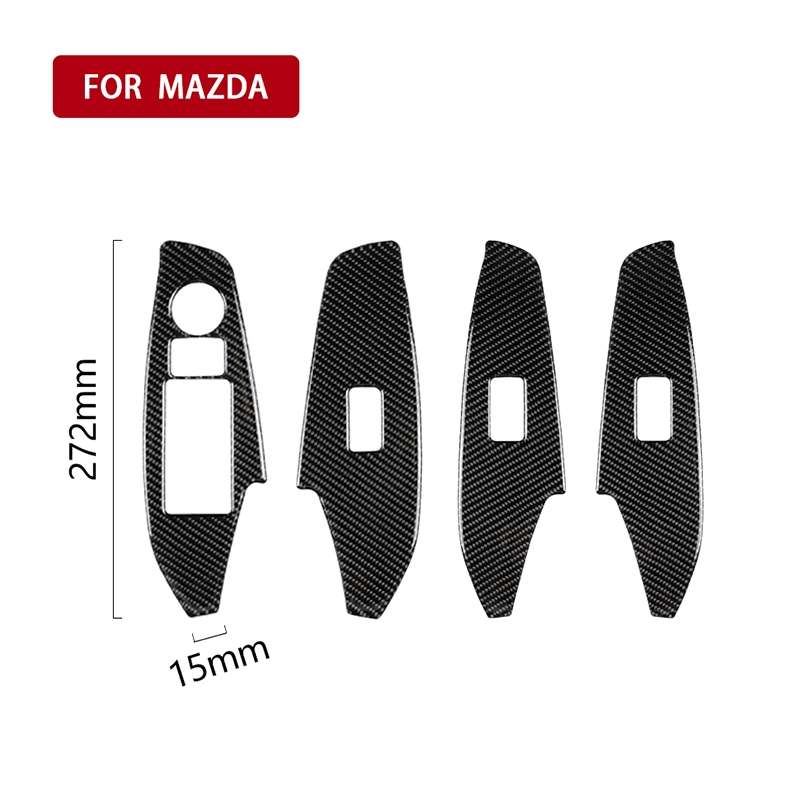 Car Carbon Fiber Left Drive Window Lift Panel Decorative Sticker for Mazda Axela 2014 / 2017-2018