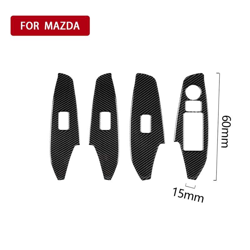 Car Carbon Fiber Right Drive Window Lift Panel Decorative Sticker for Mazda Axela 2014 / 2017-2018