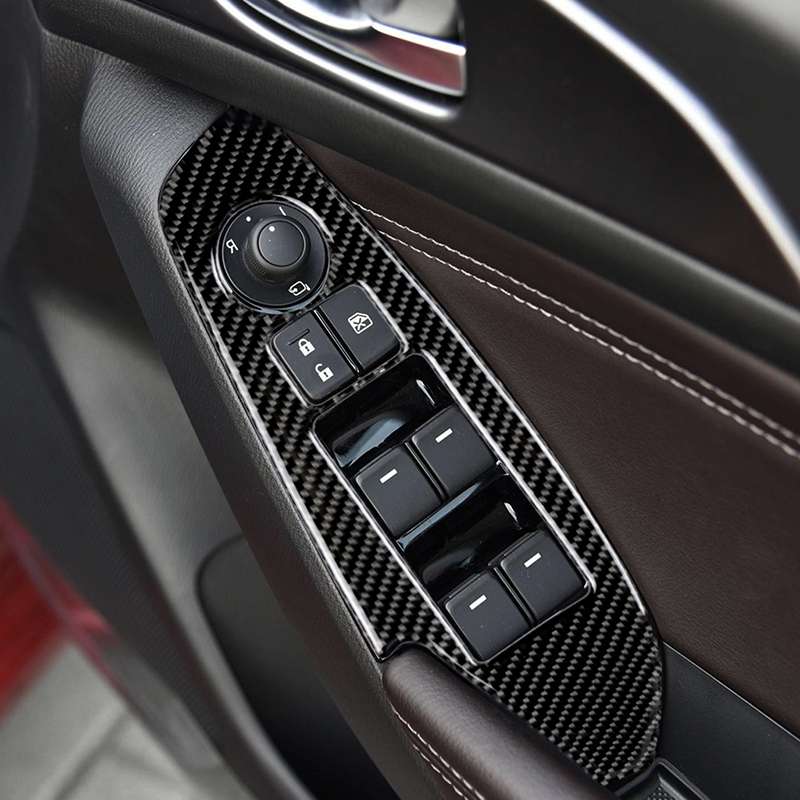 Car Carbon Fiber Right Drive Window Lift Panel Decorative Sticker for Mazda Axela 2014 / 2017-2018