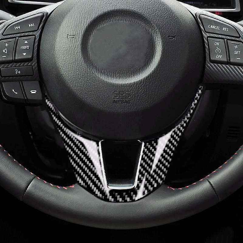 Car Carbon Fiber Steering Wheel Decorative Sticker for Mazda Axela 2014-2016