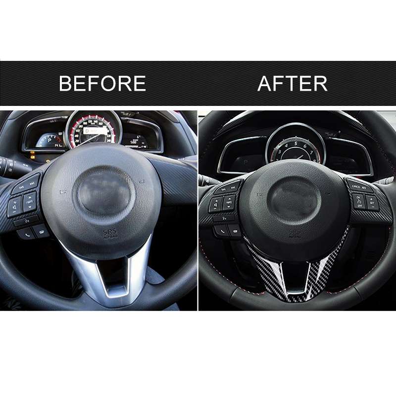 Car Carbon Fiber Steering Wheel Decorative Sticker for Mazda Axela 2014-2016