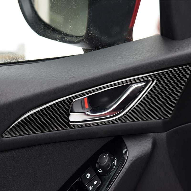 2 PCS Car Carbon Fiber Door Inner Handle Outer Frame Decorative Sticker for Mazda Axela 2014 / 2017-