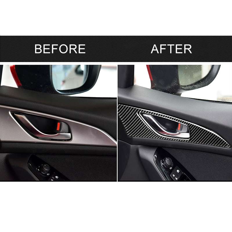 2 PCS Car Carbon Fiber Door Inner Handle Outer Frame Decorative Sticker for Mazda Axela 2014 / 2017-
