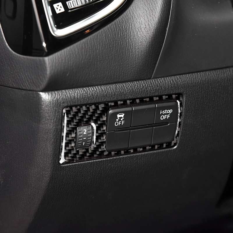 Car Carbon Fiber Headlight Adjustment Frame Decorative Sticker for Mazda Axela 2014 / 2017-2018, Lef
