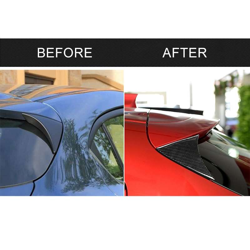 Car Carbon Fiber Hatchback Rear Wing Side Spoiler Lip for Mazda Axela 2014-2018