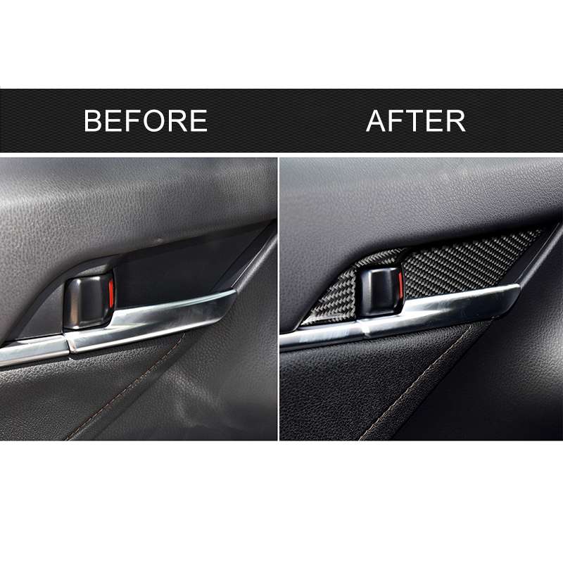 8 in 1 Car Carbon Fiber Door Inner Handle Wrist Panel Decorative Sticker for Toyota Eighth Generatio