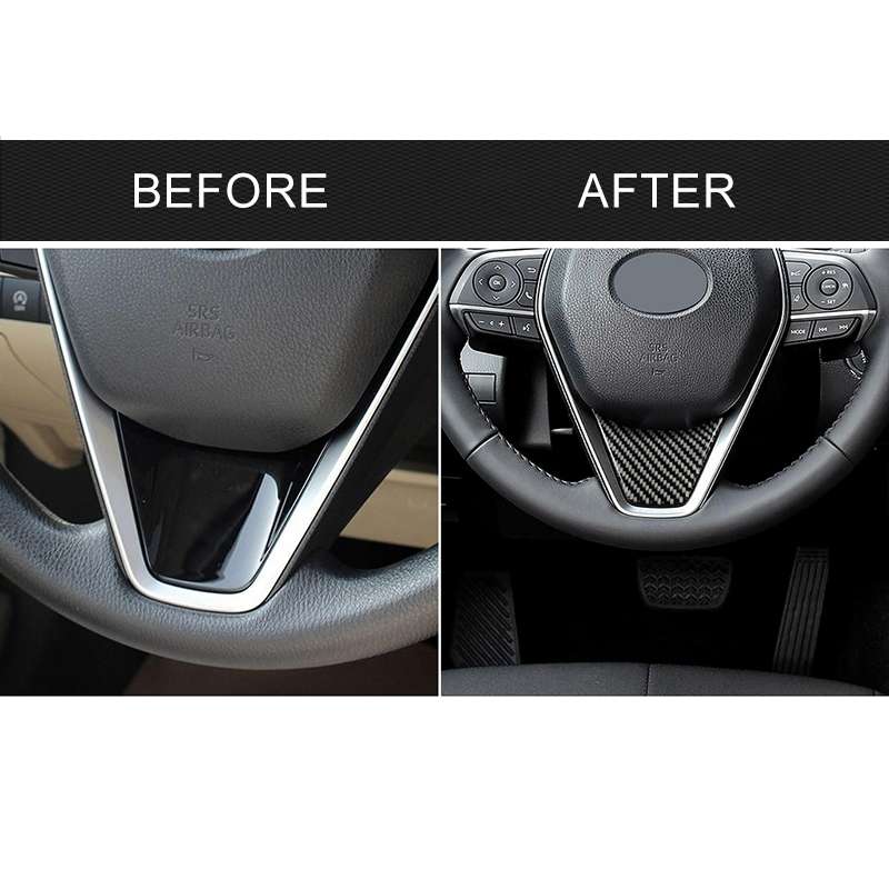 Car Carbon Fiber Steering Wheel Decorative Sticker for Toyota Eighth Generation Camry 2018-2019