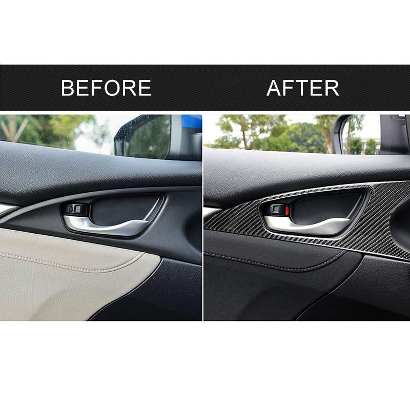 2 PCS Car Carbon Fiber Door Inner Handle Wrist Panel Decorative Sticker for Honda Tenth Generation C