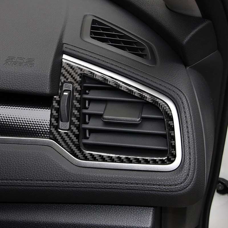 Car Carbon Fiber Right and Left Air Outlet Decorative Sticker for Honda Tenth Generation Civic 2016-