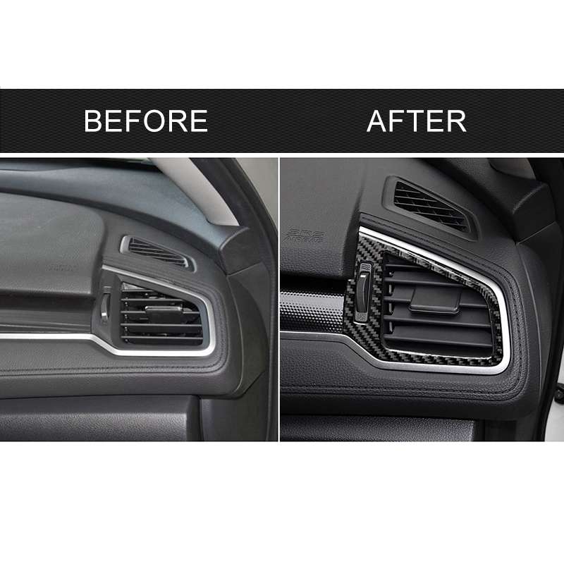 Car Carbon Fiber Right and Left Air Outlet Decorative Sticker for Honda Tenth Generation Civic 2016-