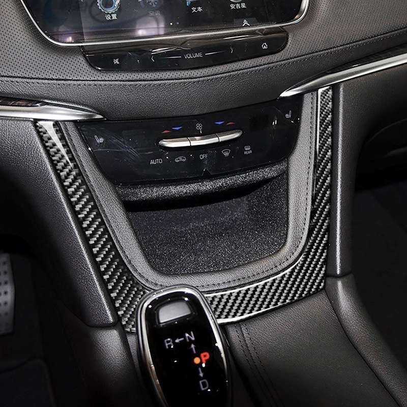Car Carbon Fiber Central Control U Shape Frame Decorative Sticker for Cadillac XT5 2016-2017