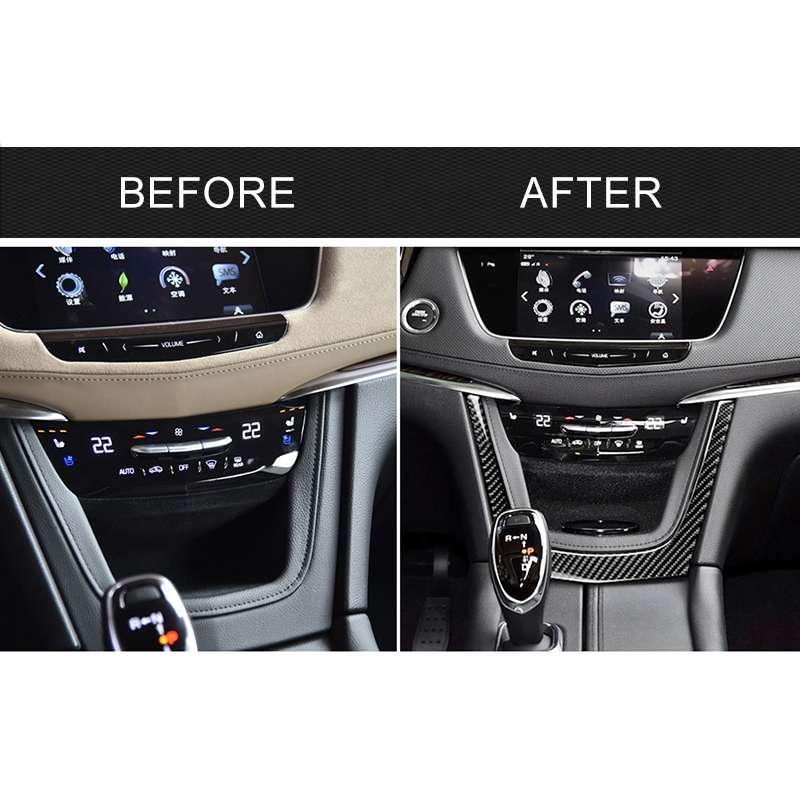 Car Carbon Fiber Central Control U Shape Frame Decorative Sticker for Cadillac XT5 2016-2017