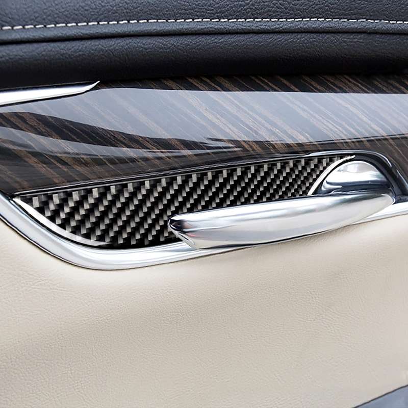 Car Carbon Fiber Door Inner Handle Wrist Panel Decorative Sticker for Cadillac XT5 2016-2017
