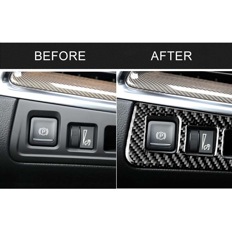 Car Carbon Fiber Headlight Switch Frame Decorative Sticker for Cadillac XT5 2016-2017, High Version,