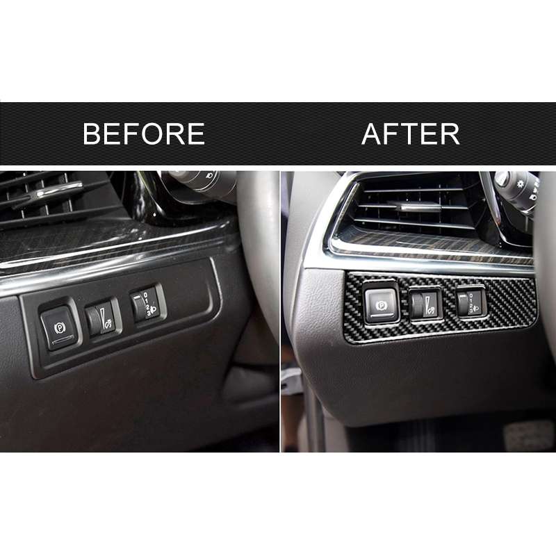 Car Carbon Fiber Headlight Switch Frame Decorative Sticker for Cadillac XT5 2016-2017, Low Version,