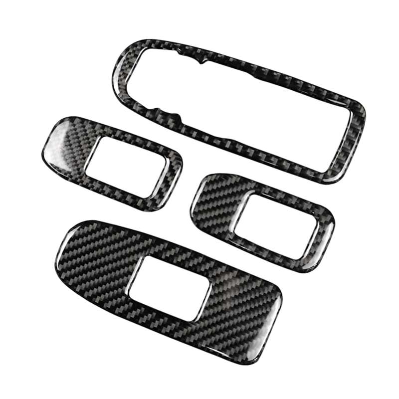 Car Carbon Fiber Door Window Lift Panel Decorative Sticker for Cadillac XT5 2016-2017