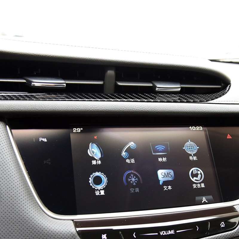 Car Carbon Fiber Middle Air Outlet Decorative Sticker for Cadillac XT5 2016-2017, Left Drive