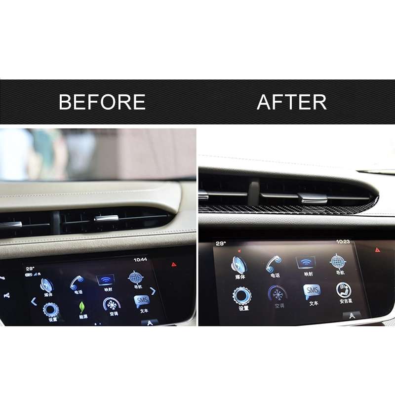 Car Carbon Fiber Middle Air Outlet Decorative Sticker for Cadillac XT5 2016-2017, Left Drive