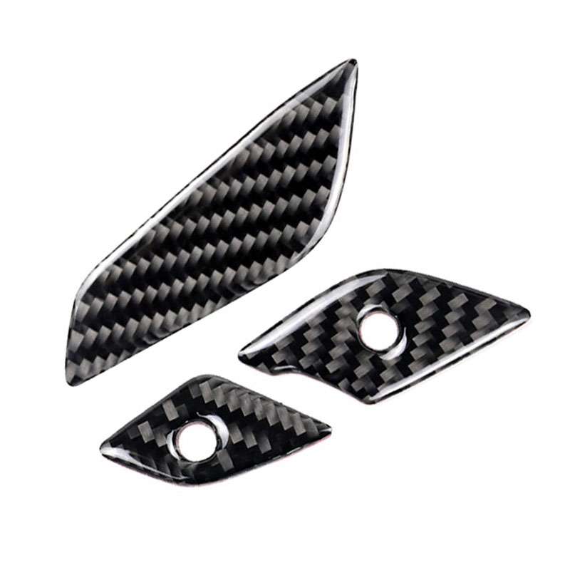 Car Carbon Fiber Steering Wheel Button Decorative Sticker for Cadillac XT5 2016-2017