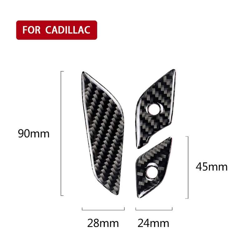 Car Carbon Fiber Steering Wheel Button Decorative Sticker for Cadillac XT5 2016-2017