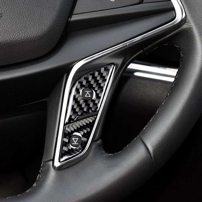 Car Carbon Fiber Steering Wheel Button Decorative Sticker for Cadillac XT5 2016-2017