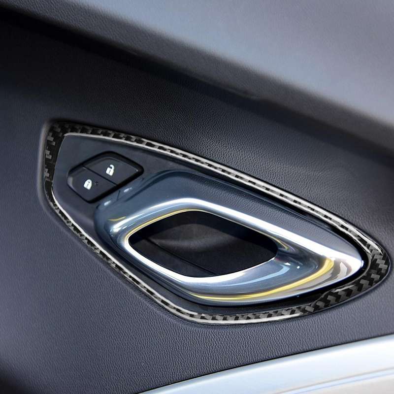 2 PCS Car Carbon Fiber Door Inner Handle Panel Decorative Sticker for Chevrolet Camaro 2017-2019