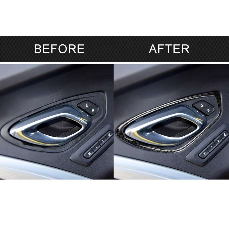 2 PCS Car Carbon Fiber Door Inner Handle Panel Decorative Sticker for Chevrolet Camaro 2017-2019