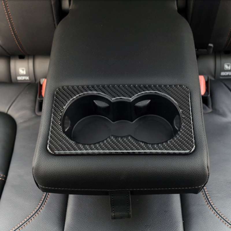 Carbon Fiber Car Rear Water Cup Frame Decorative Sticker for Jaguar F-PACE 2016-2020